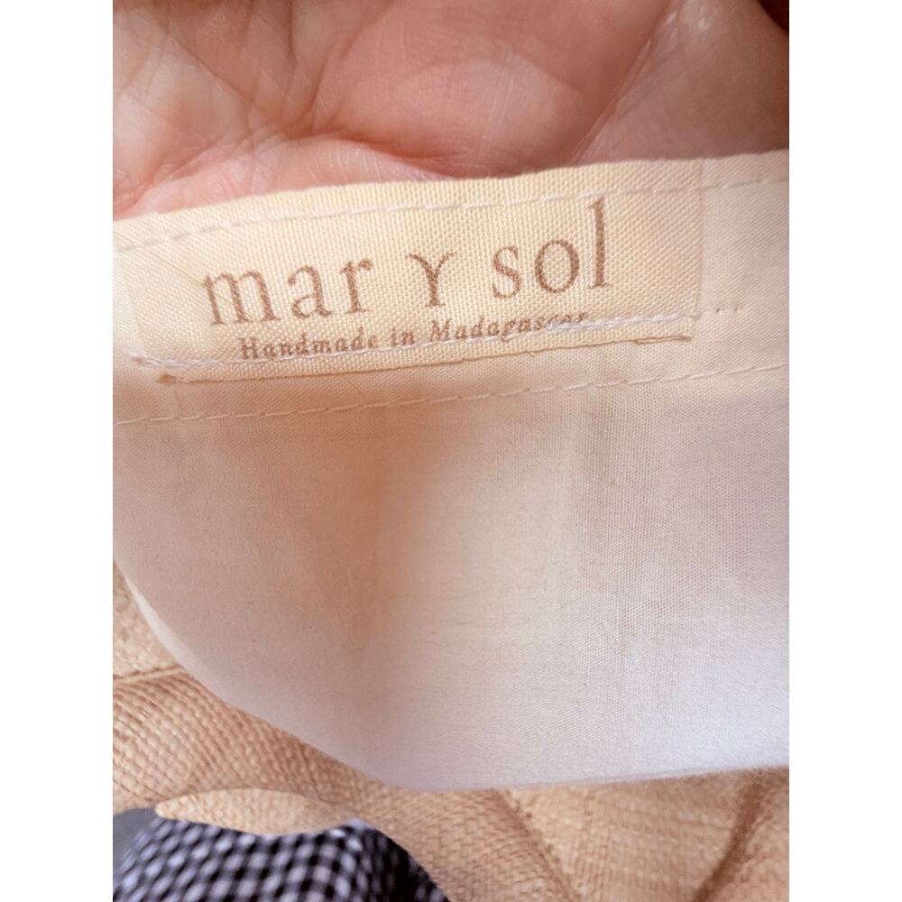 Mar Y Sol Madagascar Raffia Flower Tote Wood Handle Bag - Picture 7 of 9